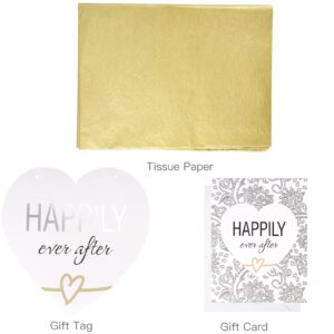 MAYPLUSS 16" Large Gift Bag with Greeting Card and Tissue Paper for Wedding - Silver Design