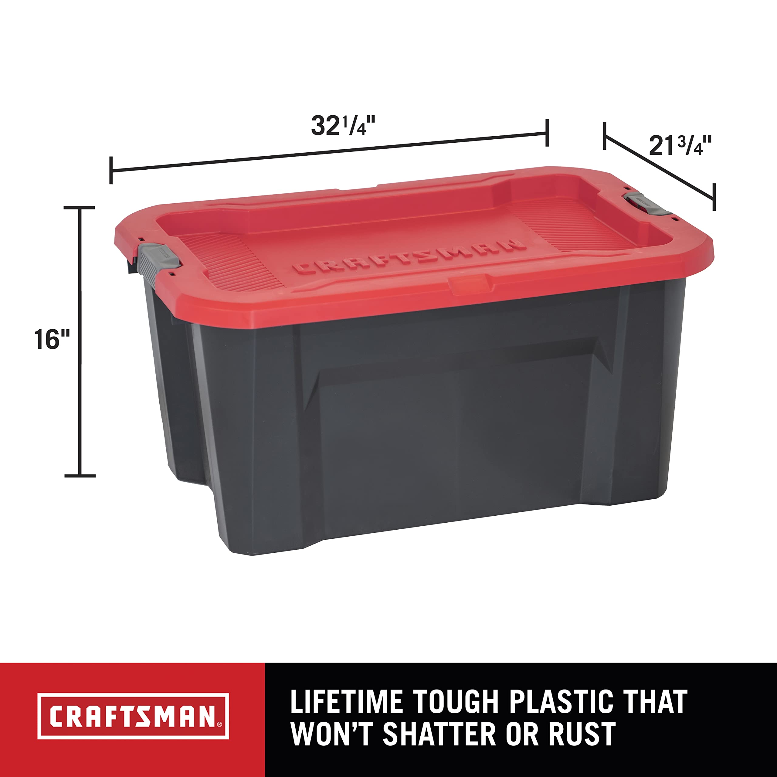 CX CRAFTSMAN, 20-Gallon Highly Durable Storage Bin & Dual Latching Lid, (14.3”H x 19.7”W x 28.2”D), Versatile Stacking Tote and Weather-Resistant Design, American Made [8 Pack]