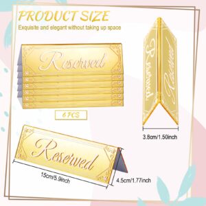 6 Pieces Reserved Table Sign Wedding Reserved Signs for Tables Gold Acrylic Reserved Table Tent Signs Guest Reservation Table Seat Sign for Restaurant Seating Wedding Office Meeting Party