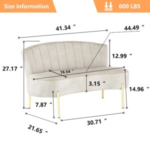 ALISH Upholstered Loveseat Settee Small Sofa Couch Modern Accent Sofa Bench with Backrest for Living Room Bedroom Beige