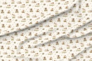 spoonflower fabric - woodland baby forest animals deer bear fox neutral vintage spring printed on petal signature cotton fabric by the yard - sewing quilting apparel crafts decor