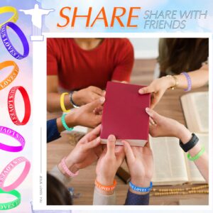 Jerify 200 Pcs Jesus Loves You Silicone Bracelet Christian Wristbands Bulk Bible Verse Rubber Bracelet Religious Colorful Bands for Party Favors Gifts Prizes(Printed)