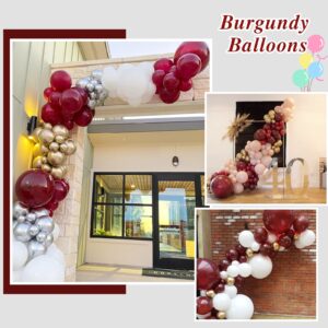 Janinus Burgundy Balloon Garland Arch Kit Maroon Balloons 12 In 5 In 80pcs Wine Red Balloons Matte Balloons for Graduation Wedding Bridal Shower Birthday Party Anniversary & Women Party Decoration