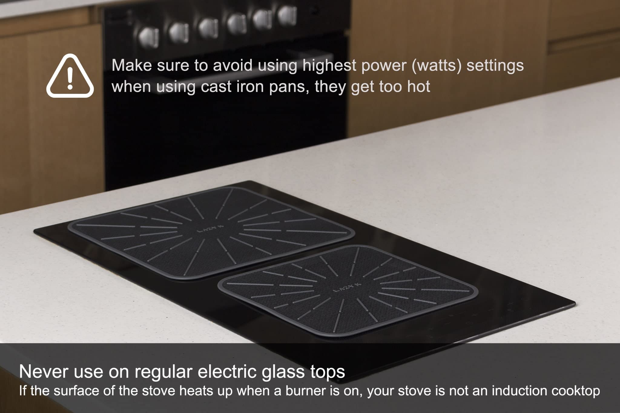 Lazy K Induction Cooktop Mat - Silicone Fiberglass Scratch Protector - for Magnetic Stove - Non slip Pads to Prevent Pots from Sliding during Cooking - Square (7.4inches) Black