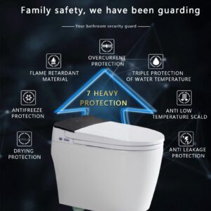 Smart Advanced Luxury Bidet Toilet, Elongated One-Piece Adjustable Functions Bidet Seats with Soft Closing Seat Functions, Temperature-Controlled Cleaning and Drying