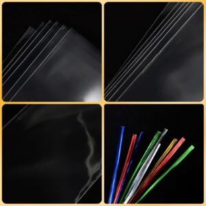 100PCS Cellophane Bags 8x10 inches, Clear Treat Bags with 4’’ Twist Ties, Plastic Cello Bags - 1.4 mils Thick OPP Rice Crispy Bags for Gift Goodie Favor Candy Cake Pop Birthday Party Cookies (8’’ x