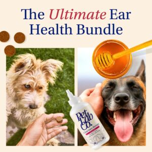 PetLab Co - Dog Ear Yeast Bundle: Soft Chew Dog Probiotics for Gut Health, Yeast Production, Itchy Ears, Itchy Skin, Seasonal Allergies & Clear Ears Therapy Ear Cleaner for Dogs