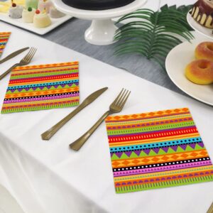 40Pcs Mexican Fiesta Paper Napkins Mexico Cactus Colorful Disposable Lunch Dinner Paper Napkin Set Mexican Fiesta Tableware Birthday Baby Shower Party Supplies