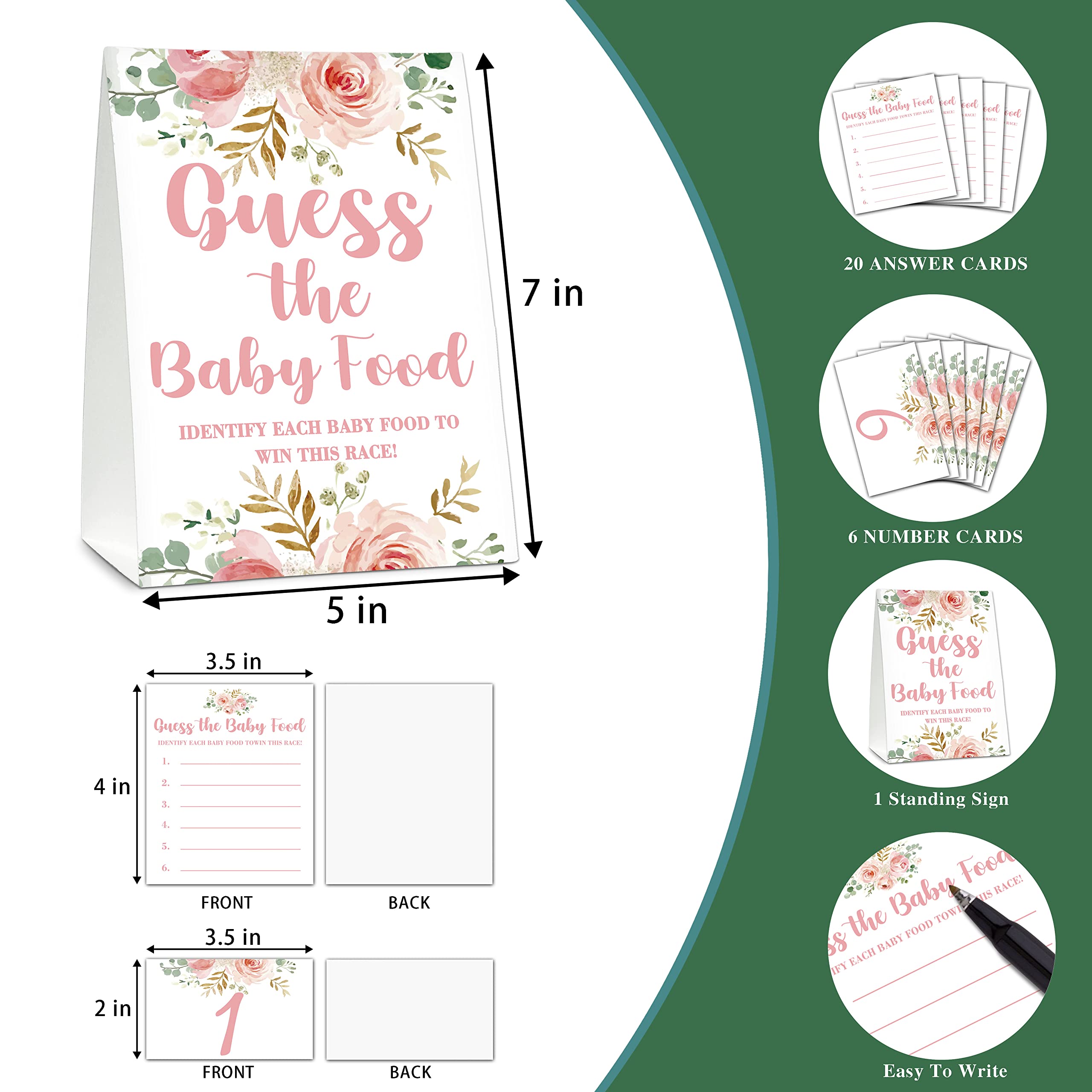 Baby Shower Games - Guess the Baby Food Game Set - Gender Reveal/Pregnancy Announcement Party Supplies - A02