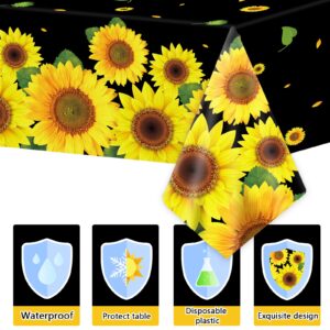 gisgfim 3 Pcs Sunflower Party Tablecloth Sunflower Birthday Table Cover Decoration Summer Party Supplies Favors Disposable Plastic Tablecloth Baby Shower Bridal Shower