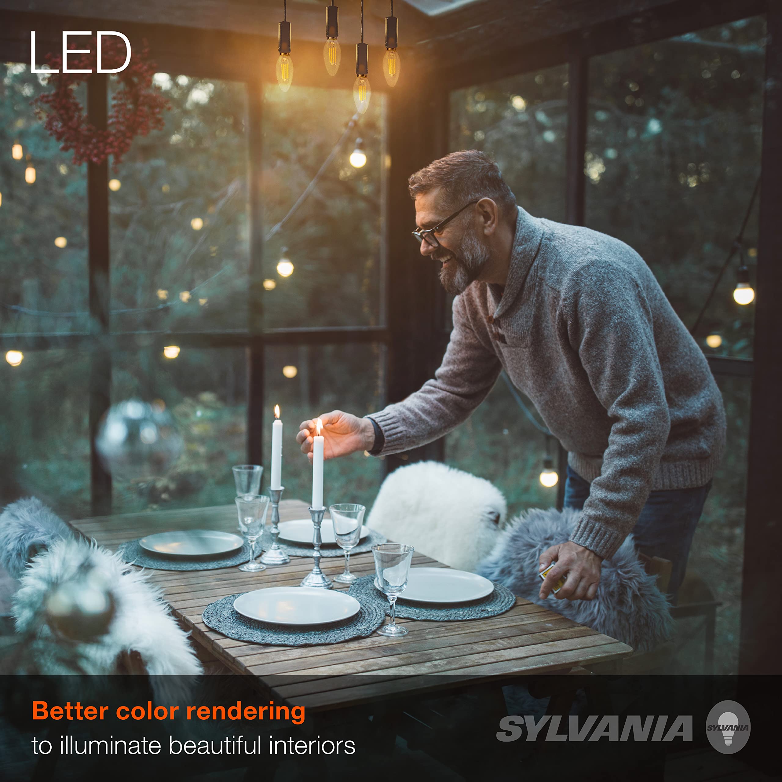 Sylvania ECO LED B10 Light Bulb, 60W = 3.5W, 7 Year, Dimmable, Candelabra Base, 450 Lumens, Clear, 5000K, Daylight – 18 Pack (41266)