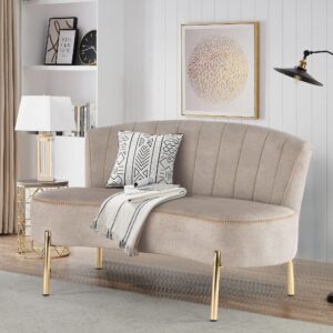 ALISH Upholstered Loveseat Settee Small Sofa Couch Modern Accent Sofa Bench with Backrest for Living Room Bedroom Beige