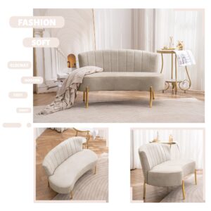 ALISH Upholstered Loveseat Settee Small Sofa Couch Modern Accent Sofa Bench with Backrest for Living Room Bedroom Beige