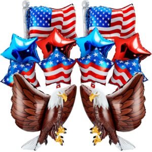 zhanmai 12 pcs patriotic balloons eagle balloon usa red white and blue balloons elections party decorations large eagle foil balloons star american flag balloons for veterans day birthday party