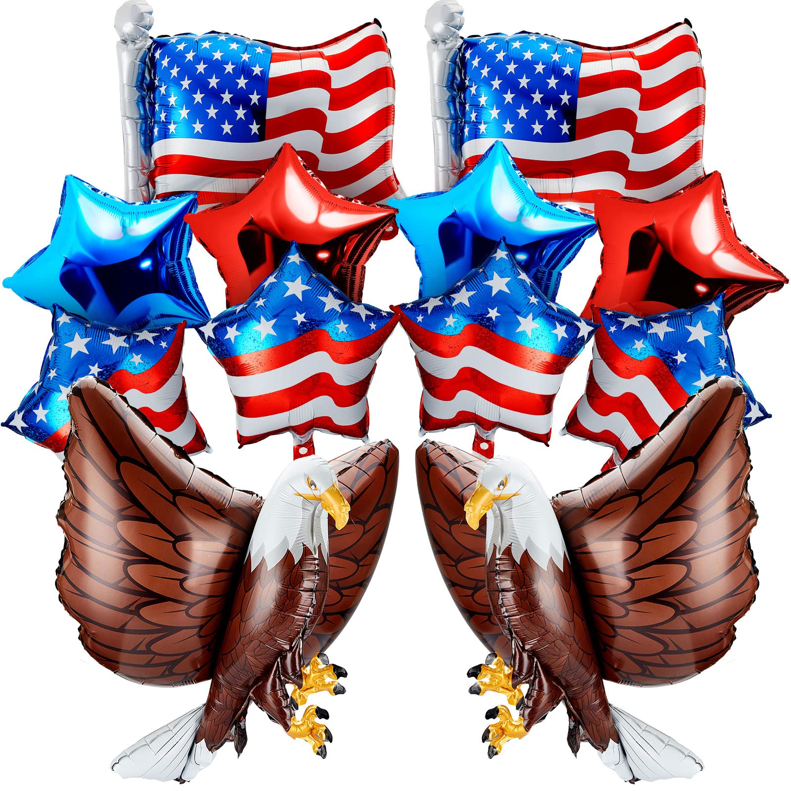 Zhanmai 12 Pcs Patriotic Balloons Eagle Balloon USA Red White and Blue Balloons Elections Party Decorations Large Eagle Foil Balloons Star American Flag Balloons for Veterans Day Birthday Party