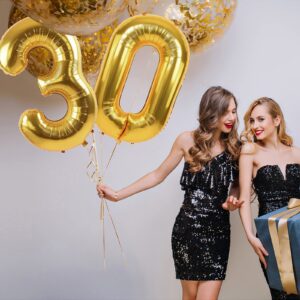 Smlpuame 40 inch Number Balloon 0-9 Gold Large Number 3 Balloons,Digital Balloons for Birthday Party Celebration Decorations Supplies, Helium Foil Number Balloons for Wedding Anniversary