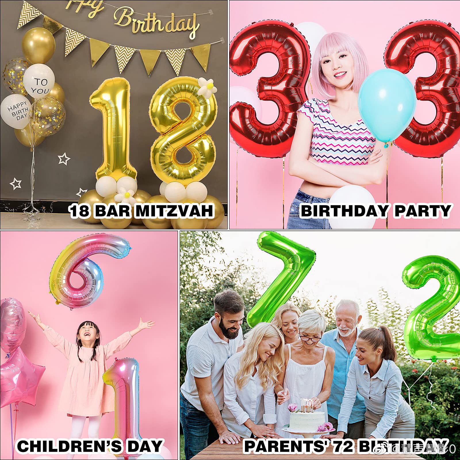 Smlpuame 40 Inch Number Balloons 0-9 Rainbow Gradient Large Number 10 Balloons, Digital Balloons for Birthday Party Celebration Decorations, Helium Foil Number Balloons for Wedding Anniversary