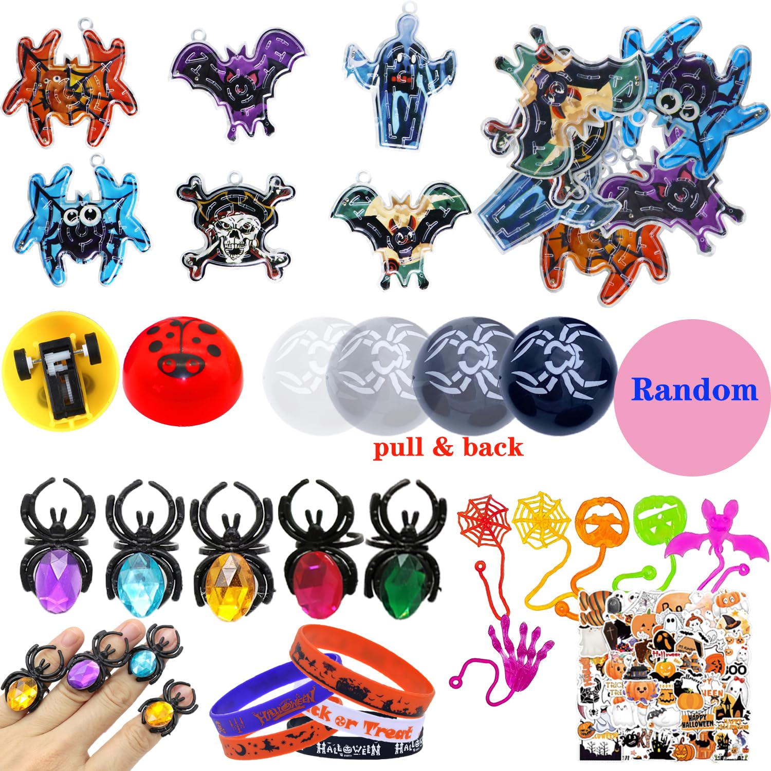 Huastyle 117 Pcs Halloween Party Favors for Kids 4-8, Fidget Pop Toys for Halloween Goodie Bag Fillers, Halloween Prizes for Kids, Pinata Stuffers, Treasure Box Toys for Classroom Rewards Gift