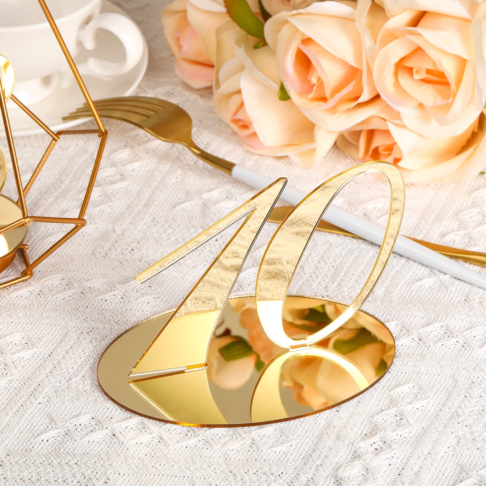 30 Pcs Table Numbers Gold Wedding Table Numbers for Reception Acrylic Banquets Table Numbers with Stand Holder Elegant Mirror Table Numbers for Wedding Party Birthday Anniversary Event Catering Decor