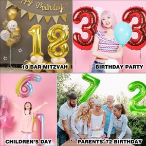 Smlpuame 40 inch Number Balloon 0-9 Gold Large Number 3 Balloons,Digital Balloons for Birthday Party Celebration Decorations Supplies, Helium Foil Number Balloons for Wedding Anniversary