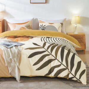 Hilioens Duvet Cover King Abstract Arch Sun Beige Modern Mid Century Boho Bedding Sets for All Seasons, 3 Pieces Home Bedroom Decorations Soft Microfiber