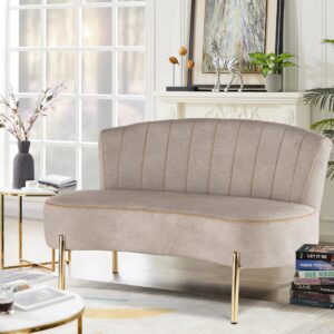 ALISH Upholstered Loveseat Settee Small Sofa Couch Modern Accent Sofa Bench with Backrest for Living Room Bedroom Beige