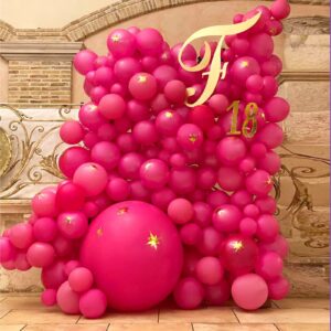 FOTIOMRG Hot Pink Balloons 12 inch, 100 Pack Hot Pink Latex Balloons Helium Quality for Valentines Birthday Wedding Bridal Shower Baby Shower Party Decorations (with Pink Ribbon)