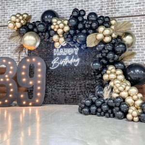 Black Balloons 85 pcs Black Balloon Garland Arch Kit 5/10/12/18 Inch Different Sizes Black Matte Latex Balloons for Graduation Party Decorations Wedding Birthday Party Anniversary Decorations