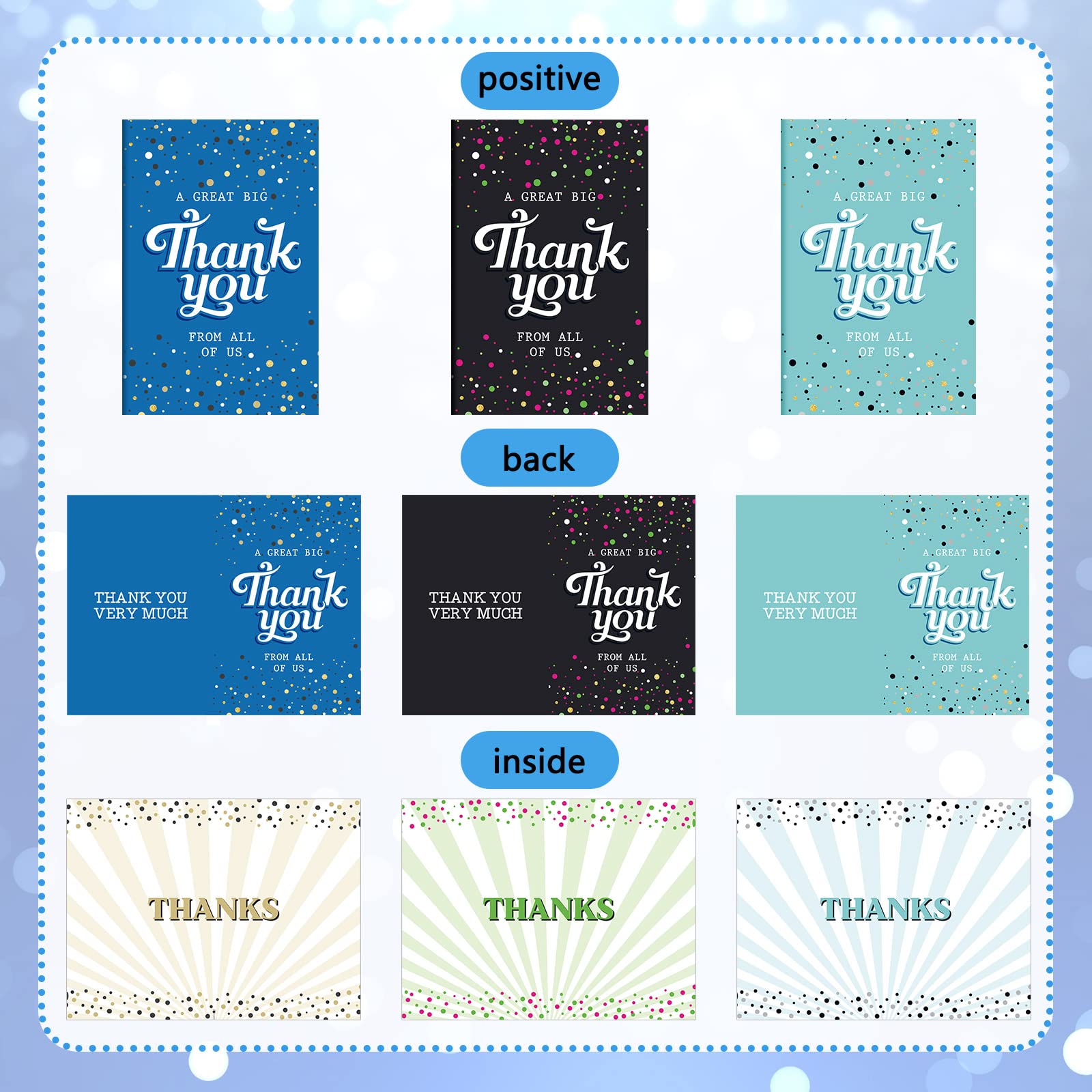 Jecery 3 Pack Large Thank You Card with Envelope Big Thanksgiving Day Thank You Card Jumbo Greeting Card Thanks for Baby Shower Thanksgiving Gift Birthday Party Engagement 9 x 12 Inch(Modern Style)