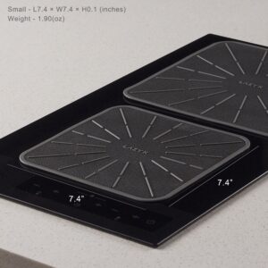 Lazy K Induction Cooktop Mat - Silicone Fiberglass Scratch Protector - for Magnetic Stove - Non slip Pads to Prevent Pots from Sliding during Cooking - Square (7.4inches) Black