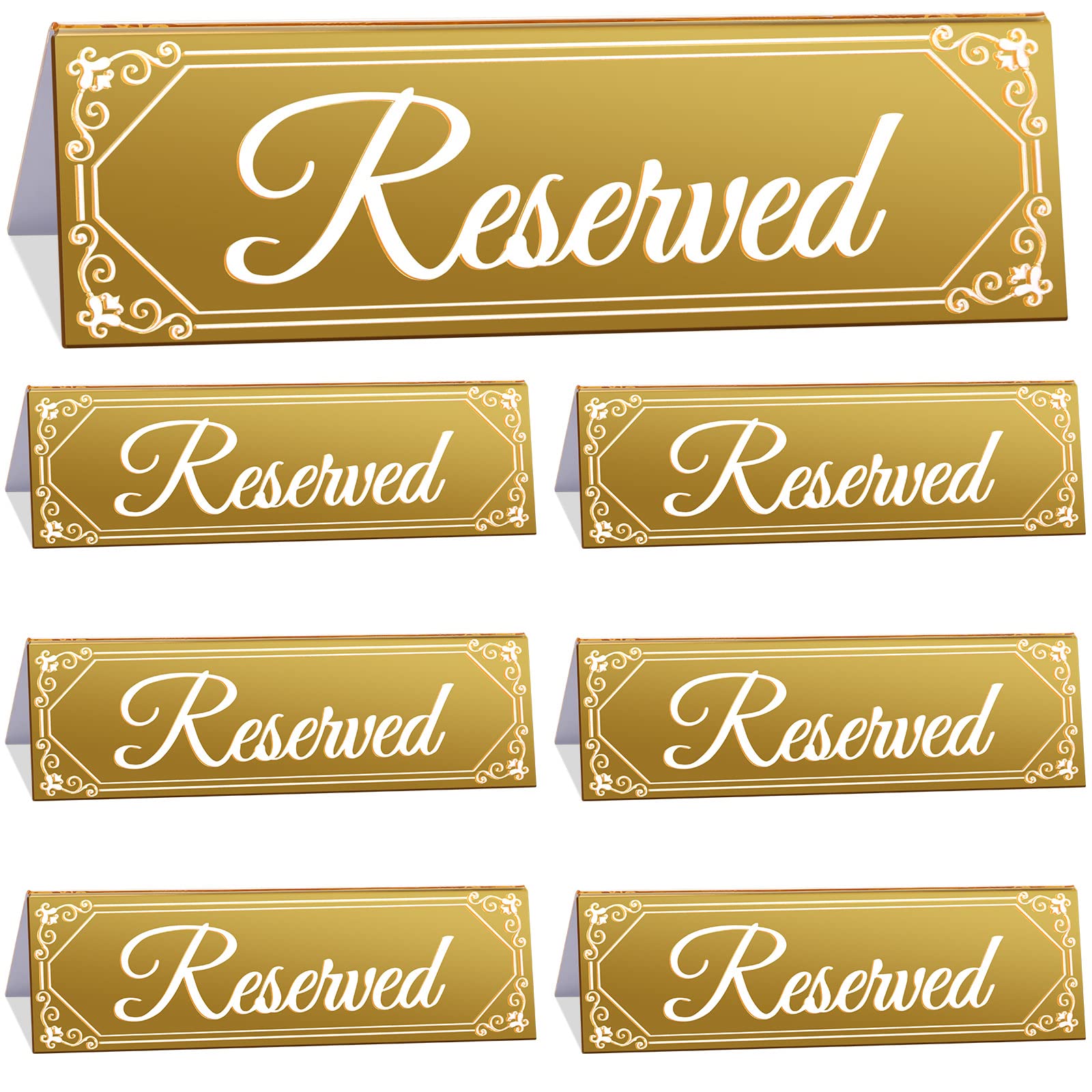 6 Pieces Reserved Table Sign Wedding Reserved Signs for Tables Gold Acrylic Reserved Table Tent Signs Guest Reservation Table Seat Sign for Restaurant Seating Wedding Office Meeting Party