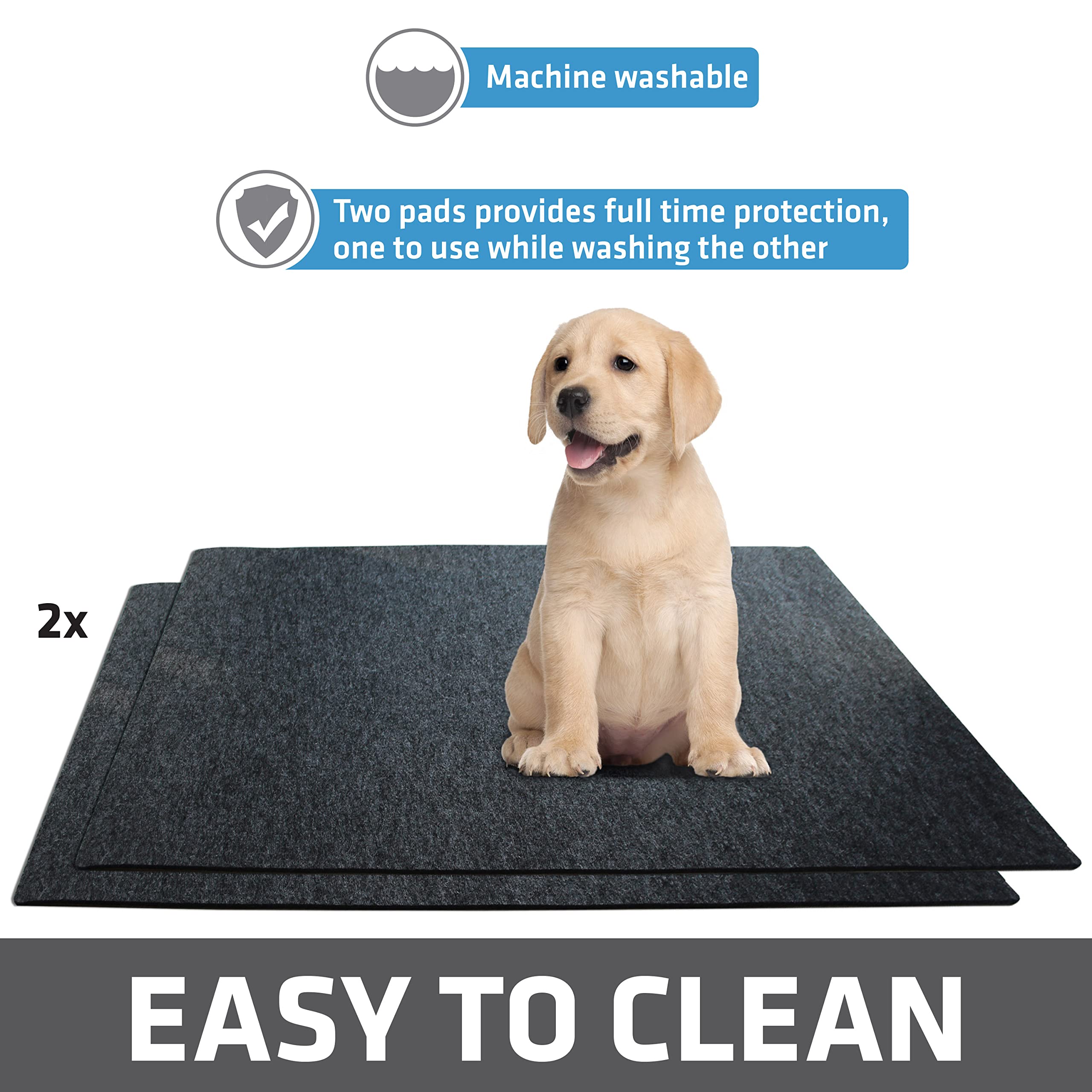 Drymate Washable Pee Pads for Dogs (2-Pack), Waterproof, Absorbent, Non-Slip, Reusable Pet Training Potty Puppy Mats, Housebreaking, Incontinence Bed Pads, Crate/Kennel (USA Made) (Large, 29” x 36”)