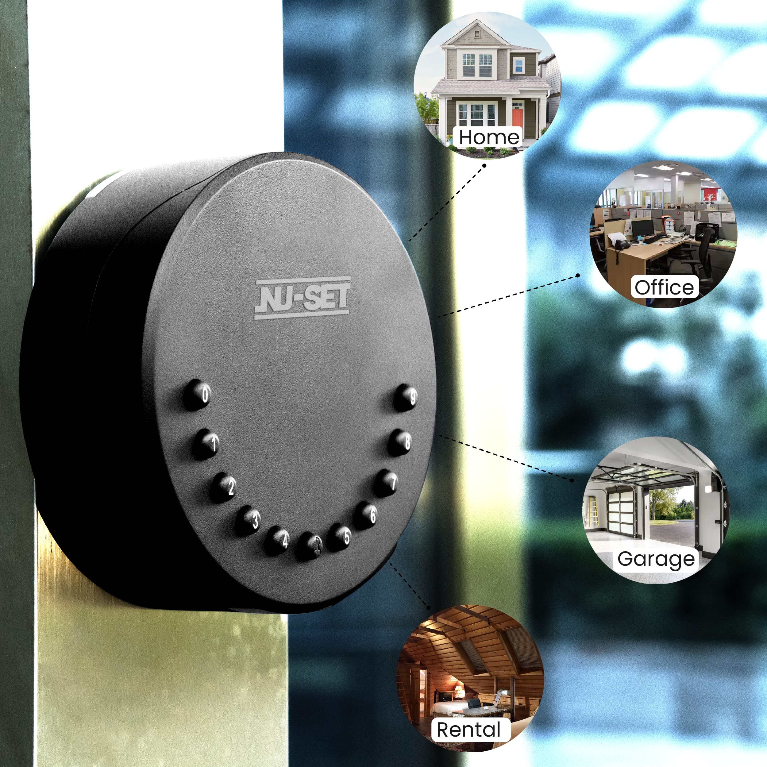 NU-SET Lock | Smart-Box Series Wall Mounted Electronic Combination Lock Box | Electronic Lock Box Key Sharing for Commercial & Personal Use | Home Improvement & Door Hardware (Black)