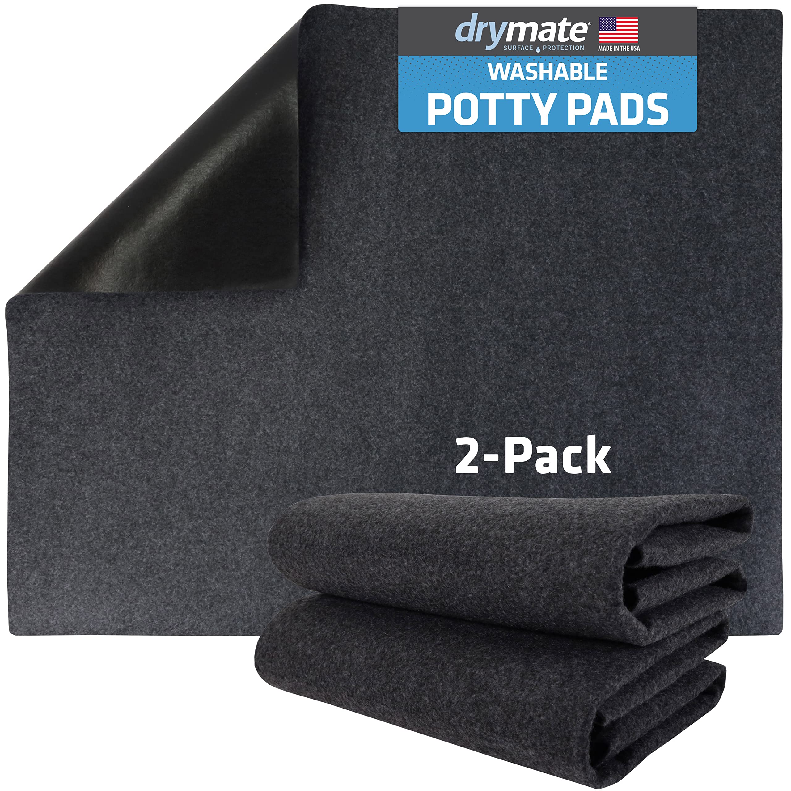 Drymate Washable Pee Pads for Dogs (2-Pack), Waterproof, Absorbent, Non-Slip, Reusable Pet Training Potty Puppy Mats, Housebreaking, Incontinence Bed Pads, Crate/Kennel (USA Made) (Large, 29” x 36”)