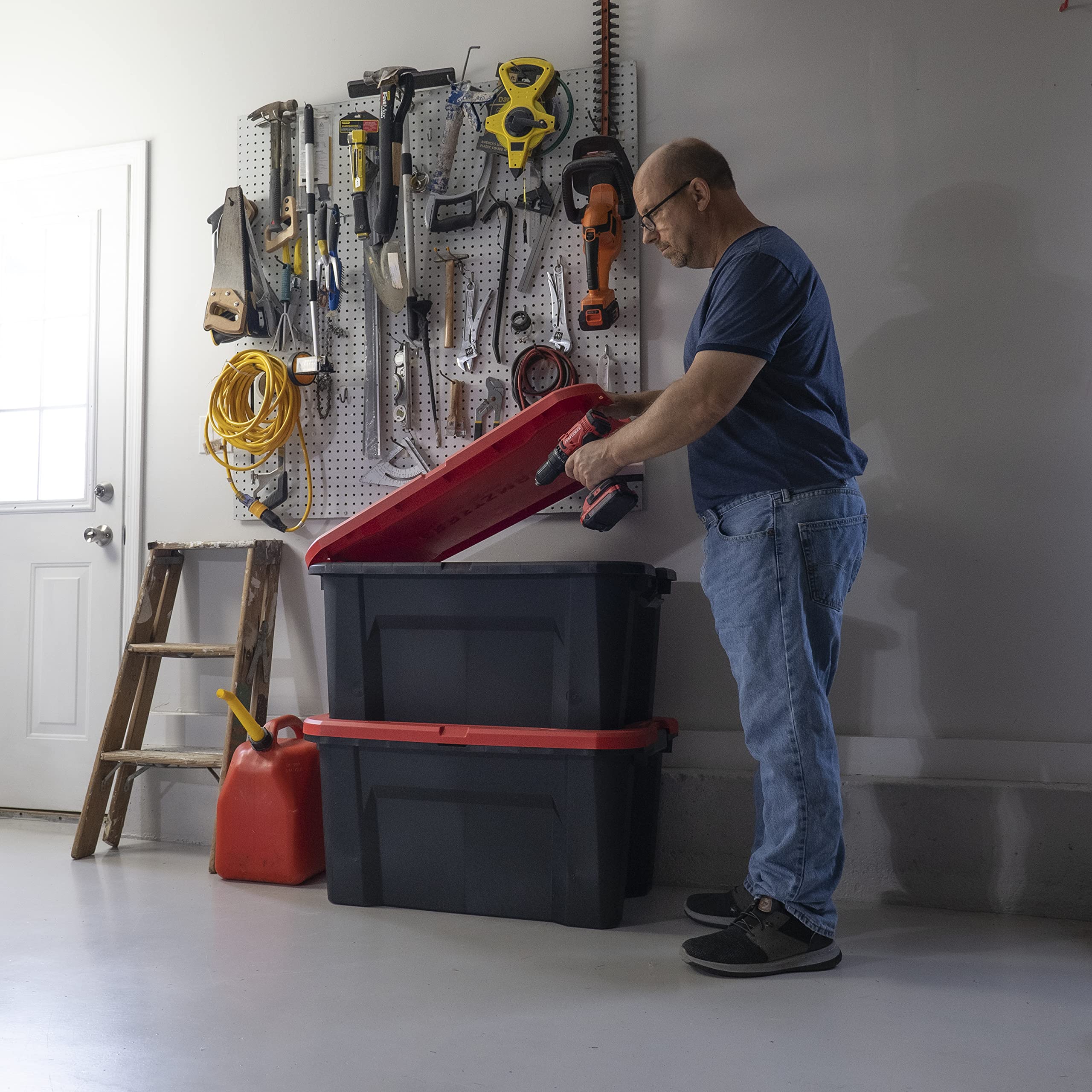 CX CRAFTSMAN, 20-Gallon Highly Durable Storage Bin & Dual Latching Lid, (14.3”H x 19.7”W x 28.2”D), Versatile Stacking Tote and Weather-Resistant Design, American Made [8 Pack]