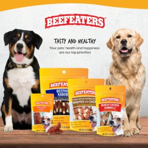 Beefeaters Dog Treats - Med Knotted Bone 4" PB Flavor 2ct, Case of 12 | Rawhide Free Dog Food | Real Peanut Butter | No Artificial Flavors | Dental Cleaning | Training Treats for All Dog Sizes