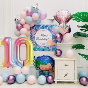 Smlpuame 40 Inch Number Balloons 0-9 Rainbow Gradient Large Number 10 Balloons, Digital Balloons for Birthday Party Celebration Decorations, Helium Foil Number Balloons for Wedding Anniversary