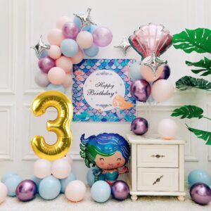 Smlpuame 40 inch Number Balloon 0-9 Gold Large Number 3 Balloons,Digital Balloons for Birthday Party Celebration Decorations Supplies, Helium Foil Number Balloons for Wedding Anniversary