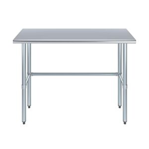 18" X 48" Stainless Steel Table with Open Base Table | Commercial & Residential Kitchen Laundry Garage Utility Bench | NSF Metal Prep Table