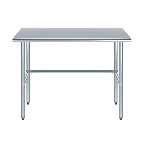 18" X 48" Stainless Steel Table with Open Base Table | Commercial & Residential Kitchen Laundry Garage Utility Bench | NSF Metal Prep Table