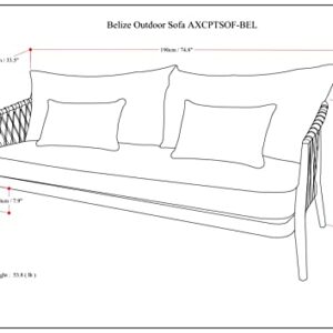 SIMPLIHOME Belize 75 Inch Wide Contemporary Outdoor Sofa (Set of 2) with Back Cushions in Sand Drift Polyester Fabric, For the Living Room and Family Room