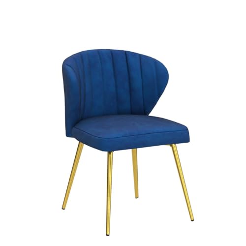 HULALA HOME Velvet Dining Chairs, Modern Small Armless Accent Chair with Gold Metal Legs, Living Room Upholstered Cute Side Chair, Elegant Tufted Back Vanity Chair for Bedroom/Beauty Room-Navy