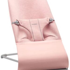 BabyBjörn Transat Bliss, Grey Frame, 3D Jersey, Light Rose - Portable, Up to 13 kg