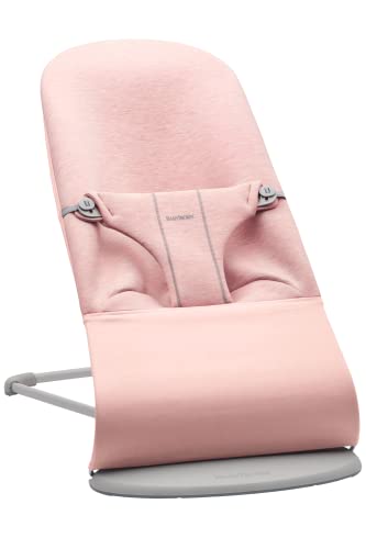 BabyBjörn Transat Bliss, Grey Frame, 3D Jersey, Light Rose - Portable, Up to 13 kg