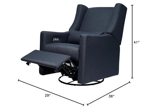 Babyletto Kiwi Electronic Power Recliner and Swivel Glider with USB Port in Performance Navy Eco-Twill, Water Repellent & Stain Resistant, Greenguard Gold and CertiPUR-US Certified