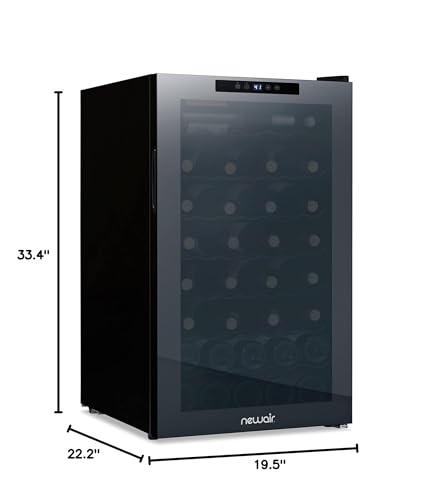 Newair 51 Bottle Wine Cooler Refrigerator | Shadow Series | Freestanding Mirrored Wine and Beverage Fridge with Double-Layer Tempered Glass Door & Compressor Cooling For Reds, Whites, & Sparkling Wine