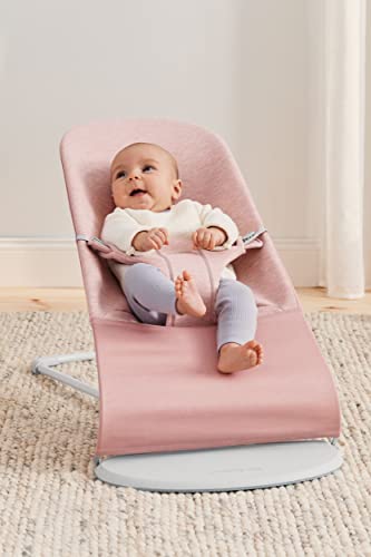 BabyBjörn Transat Bliss, Grey Frame, 3D Jersey, Light Rose - Portable, Up to 13 kg