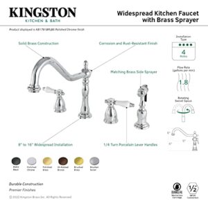 Kingston Brass KB1797BPLBS Bel-Air Widespread Kitchen Faucet Sprayer, Brushed Brass