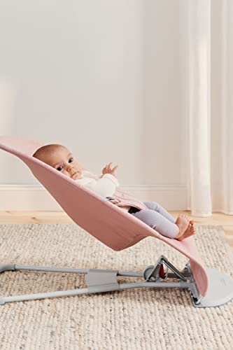 BabyBjörn Transat Bliss, Grey Frame, 3D Jersey, Light Rose - Portable, Up to 13 kg