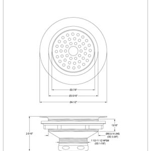 Kingston Brass KBS1006 Made to Match Kitchen Sink Basket Strainer, 4-1/2" (L) x 4-1/2" (W) x 2-5/16" (H), Polished Nickel